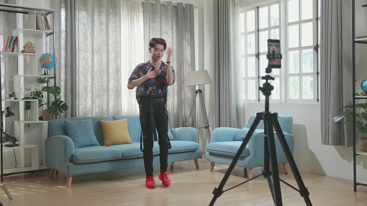 Man Vlogging/Dancing in Living Room