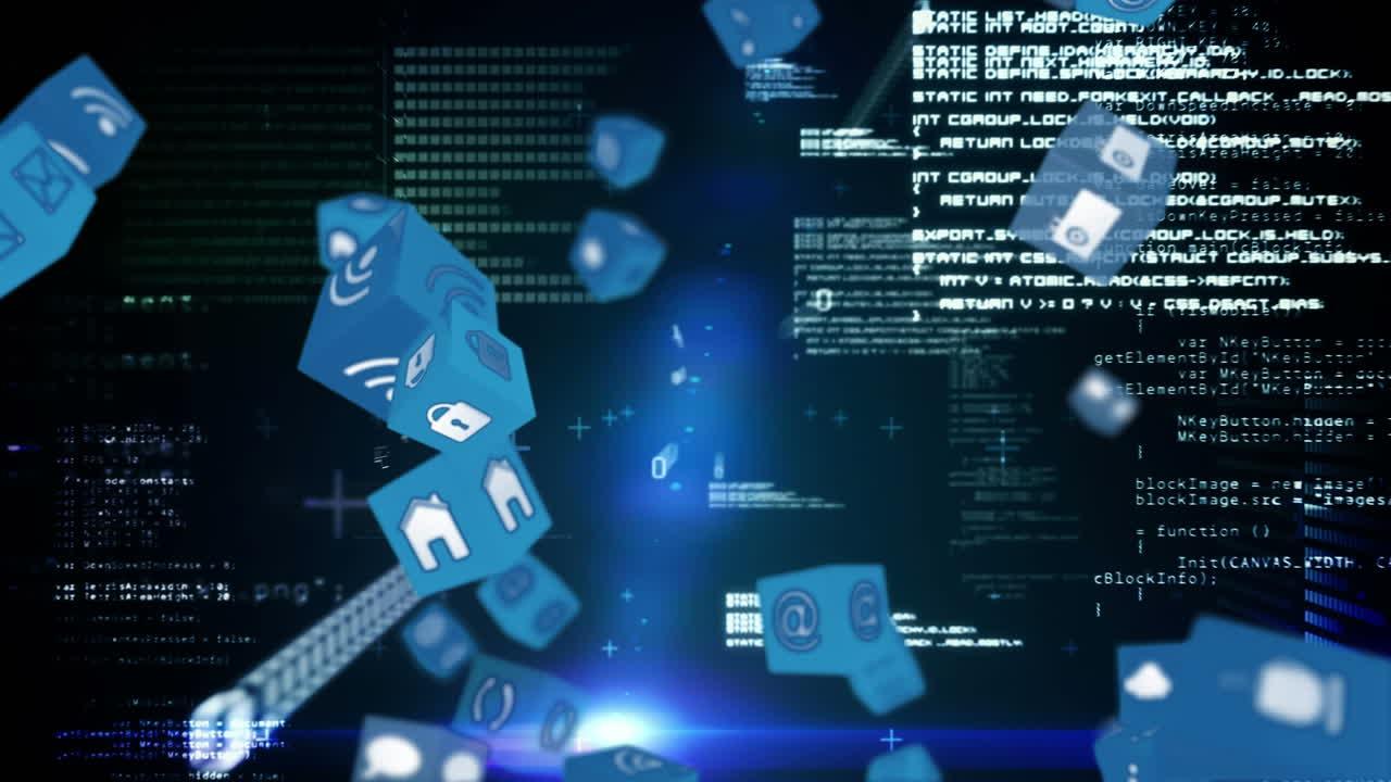 Internet icons and symbols dropping