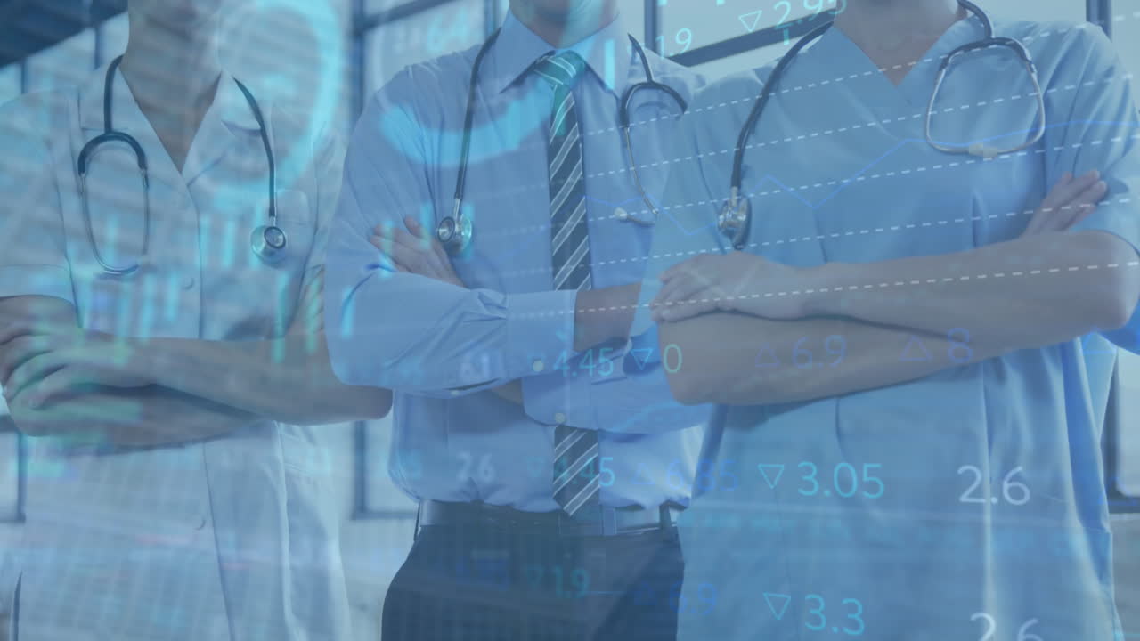 다양한 의사들에 대한 데이터 처리의 애니메이션