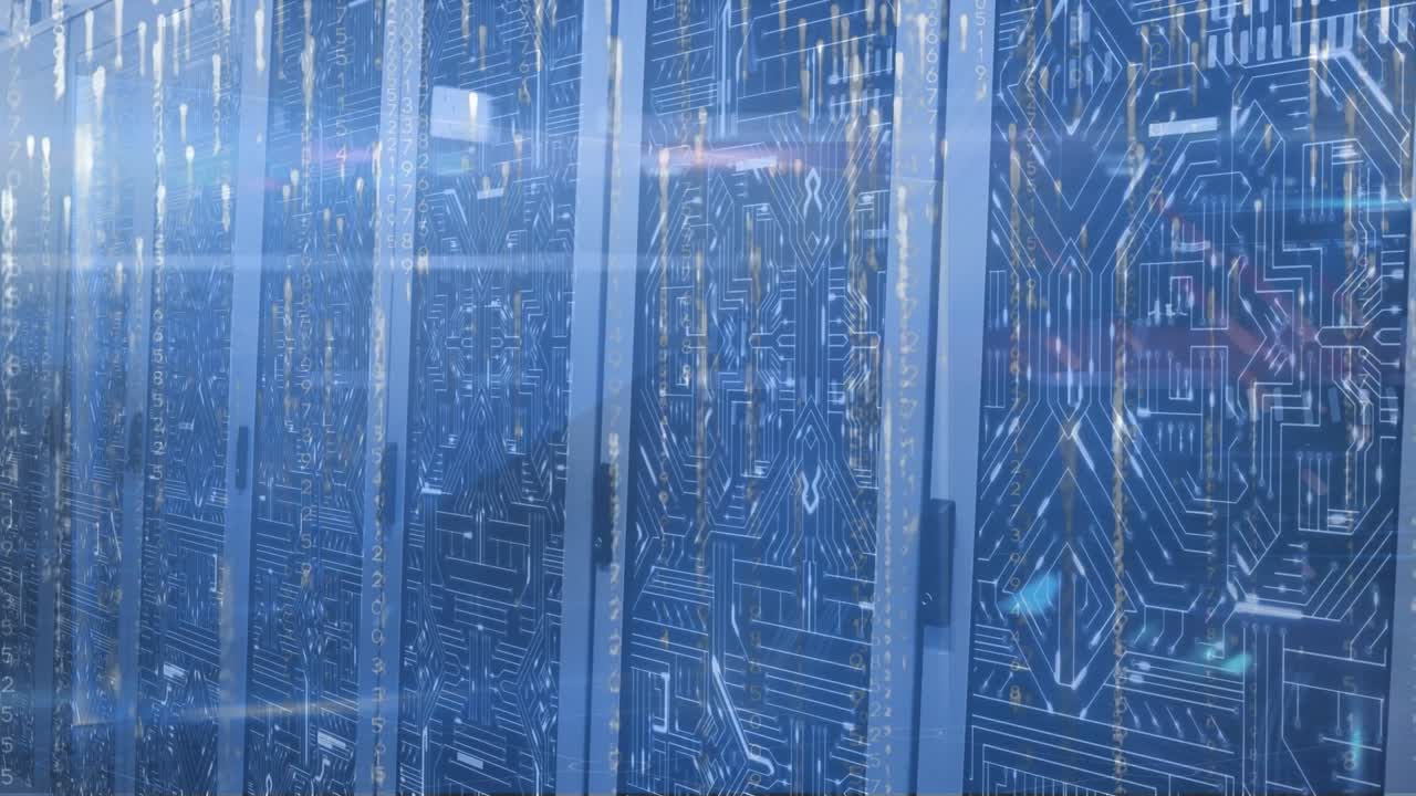 Animation of lights falling over servers