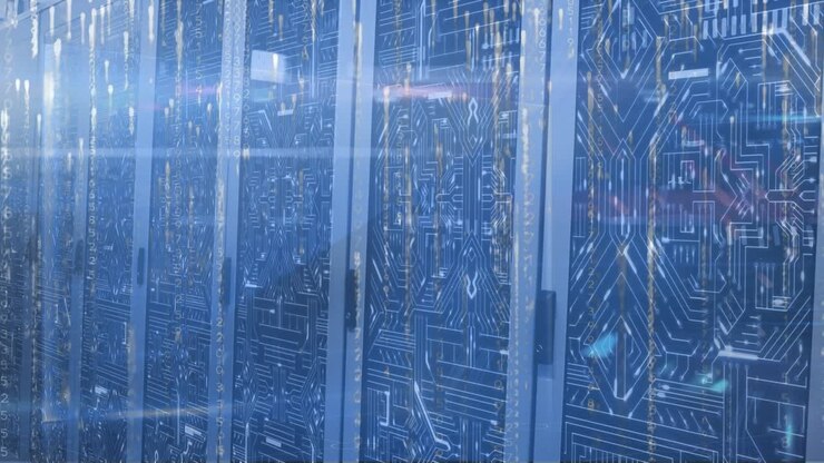 Animation of lights falling over servers