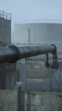 industrial building with pipes and tanks