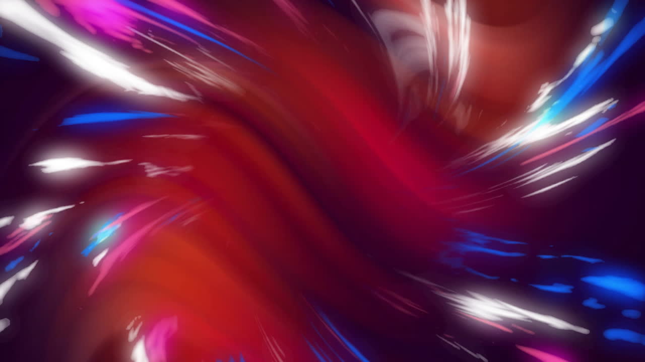 Animation of pink, purple and white shapes moving over moving red background
