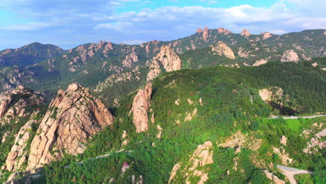 aerial time-lapse photography of mountains, stunning and majestic peaks，aerial photography of laoshan mountain in qingdao