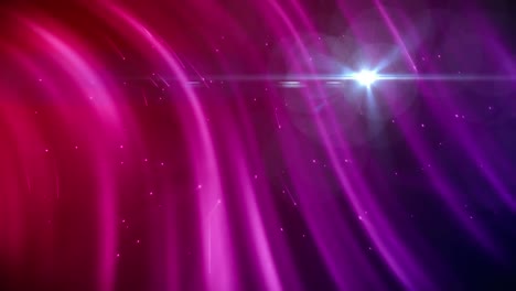 Digital-animation-of-blue-spot-of-light-against-pink-and-purple-digital-waves-on-black-background