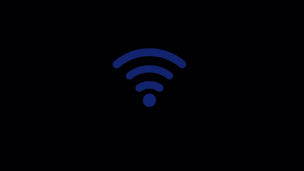 Icona animata del segnale Wi-Fi su sfondo nero
