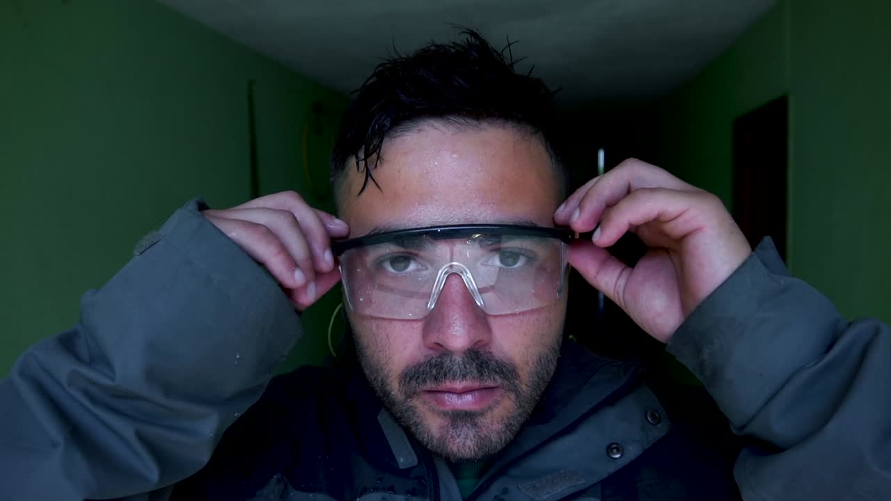 el hombre se ve cansado y triste después del arduo trabajo de rescate