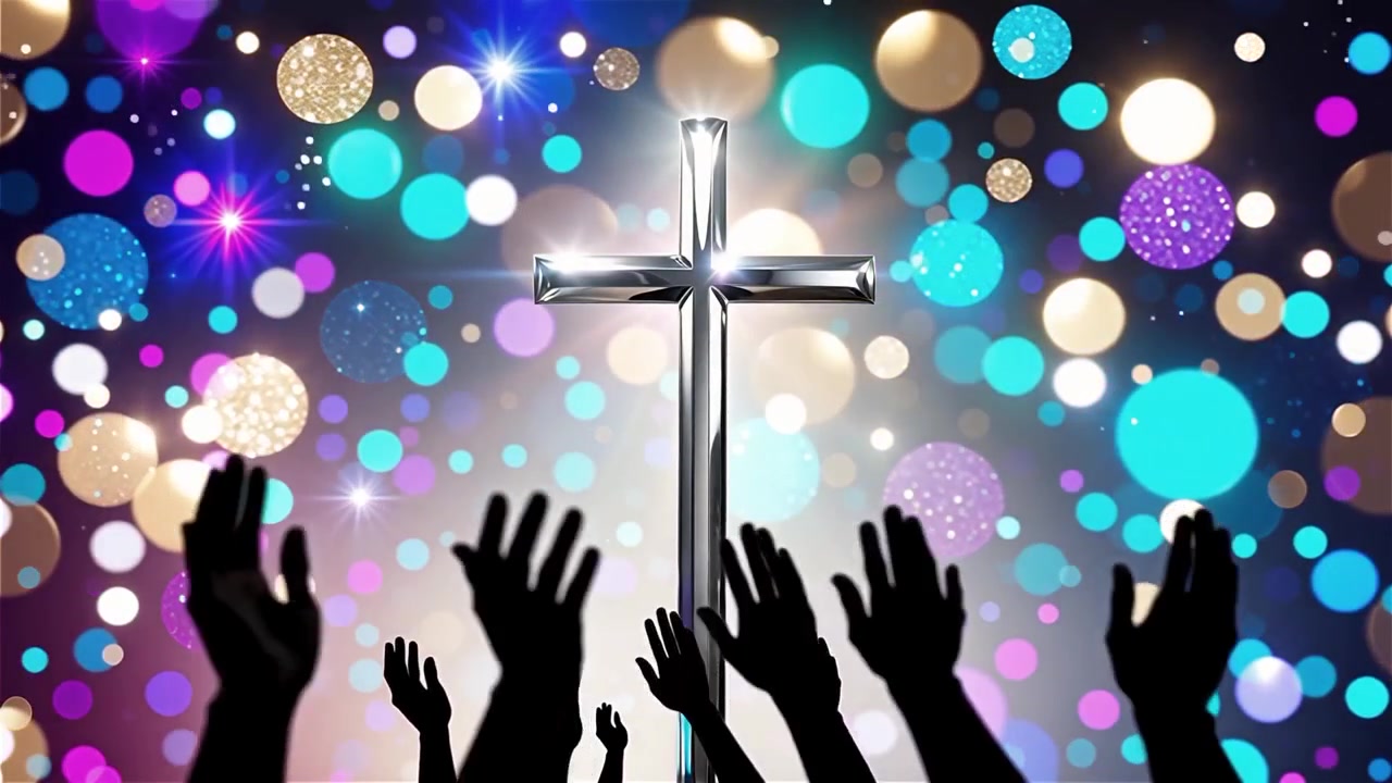Croce Cristiana Luce Celestiale Sfondo per il Culto.