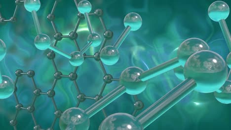 Animation-of-3d-micro-of-molecules-on-green-background