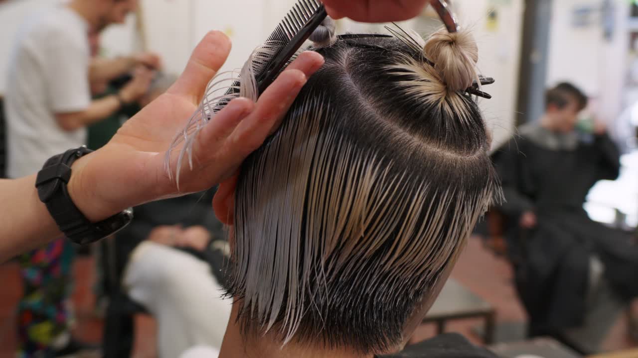 Haircut and Hair Coloring in Progress