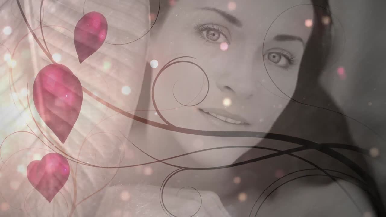 ⁇ 런타인데이를 위해 미소 짓는 아름다운 여성의 초상화