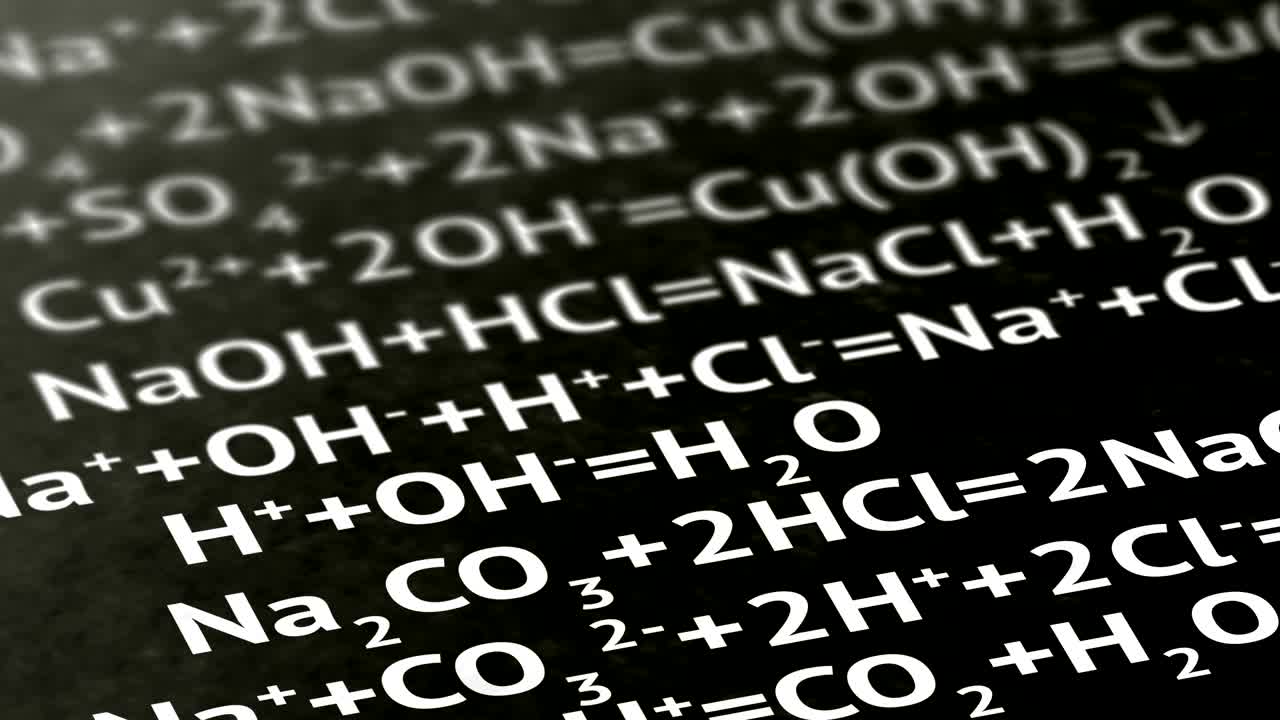 la fórmula química en la página. las imágenes de bucle tienen resolución de 4k.