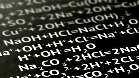 Chemical formula on the page. Looping footage has 4K resolution.