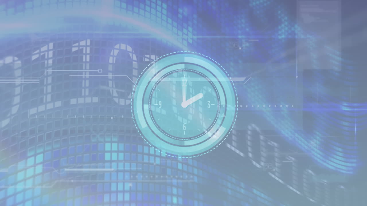 Animation der Datenverarbeitung über der Uhr