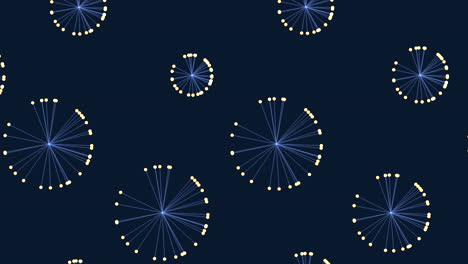 Random fantasy circles pattern with neon glitters on black gradient