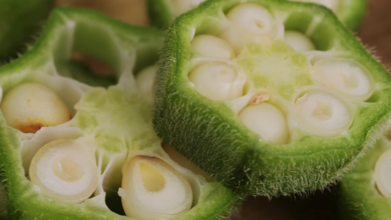 Close-up of Sliced Okra