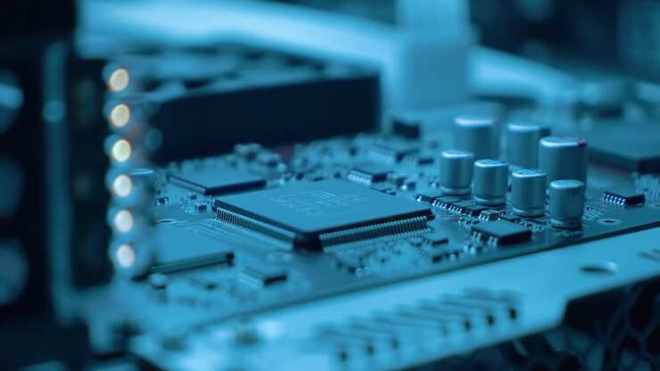 Close-up of a Circuit Board with Microprocessor