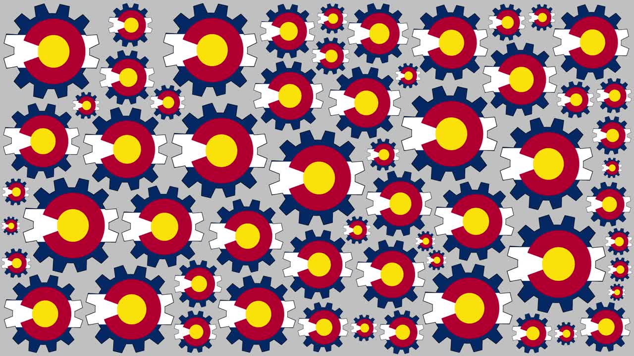 bandera del estado de colorado engranajes de fondo giratorio