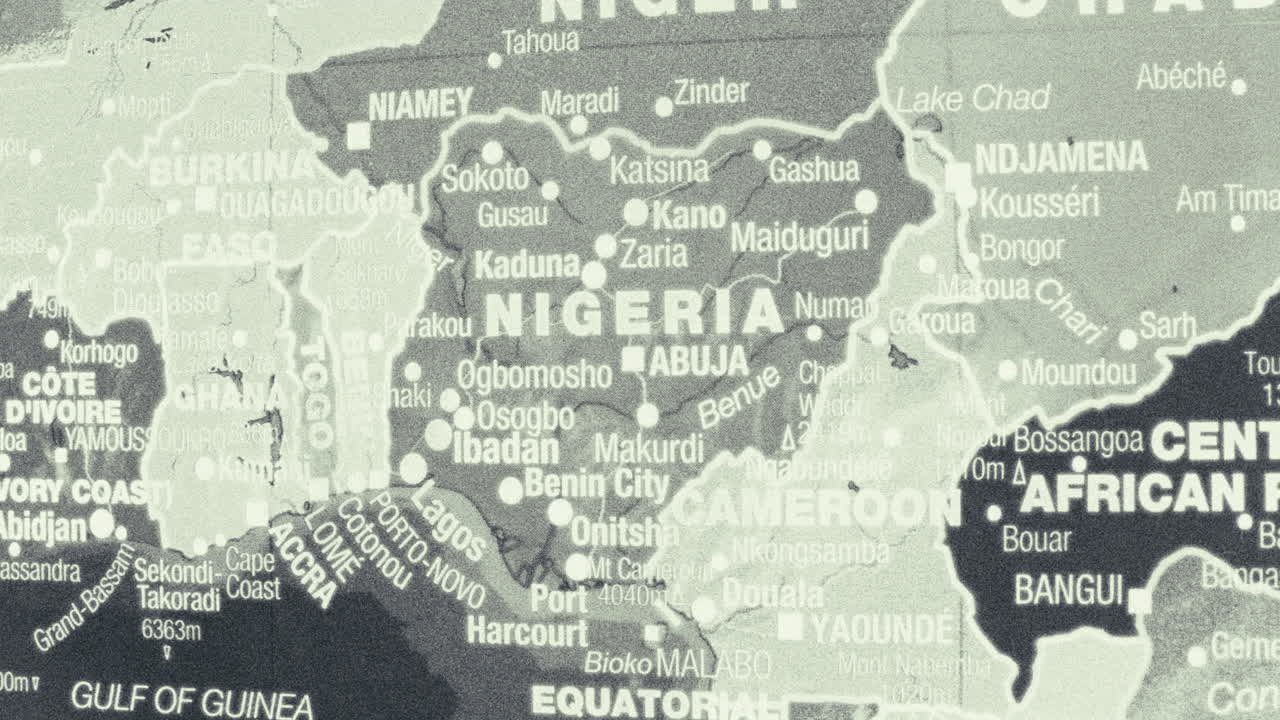Detailed map of Nigeria and surrounding West African countries