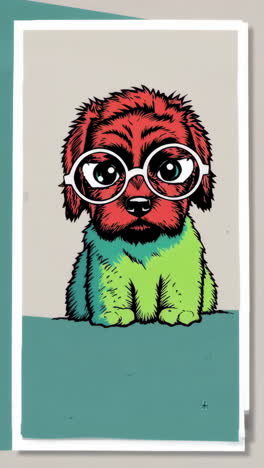 cute cartoon dog with glasses