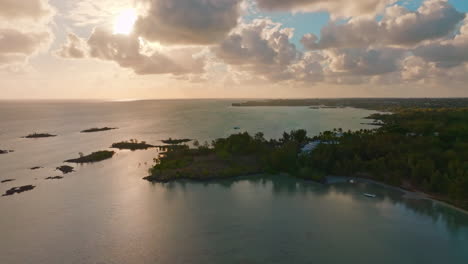 coastal view of the mauritius island at dawn