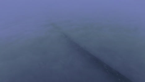 highway bridge over a cloud of dreamy atmosphere