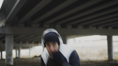 urban boxing training under bridge