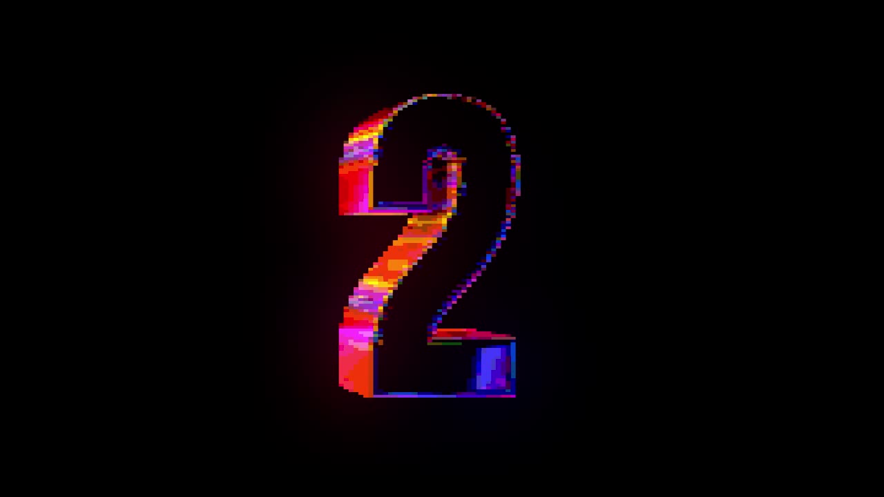 Colorful Pixel Art Glitch Countdown from Ten to Zero