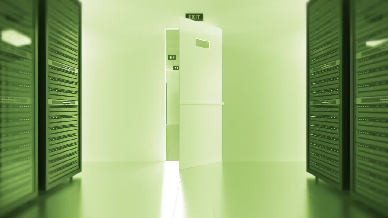 현대적인 데이터 센터의 서버 랙 - 기술 관련 cg - 원활한 루프