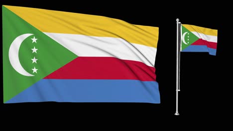 Green-Screen-Waving-Comoros-Flag-or-flagpole