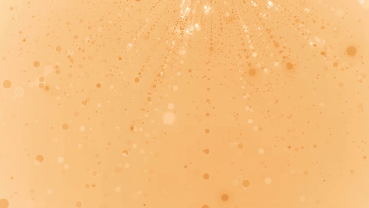 Particelle astratte multicolori e luminose che si diffondono su sfondo giallo. Risoluzione 4K