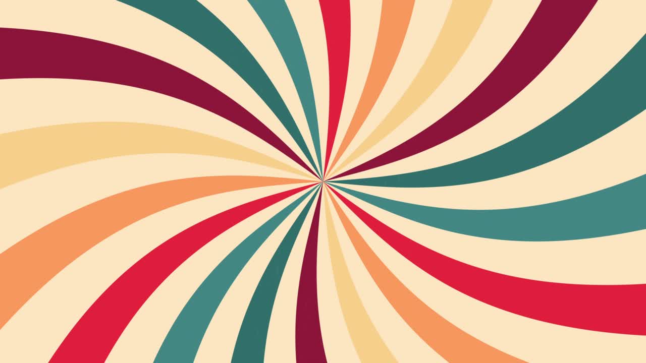 중앙에 곡선, 광선 또는 줄무가 있는 레트로 배경, 회전, 나선형 줄무, 선버스트 또는 선버스트 레트로 배경을, 색과 빨간색, 고품질의 4k 영상