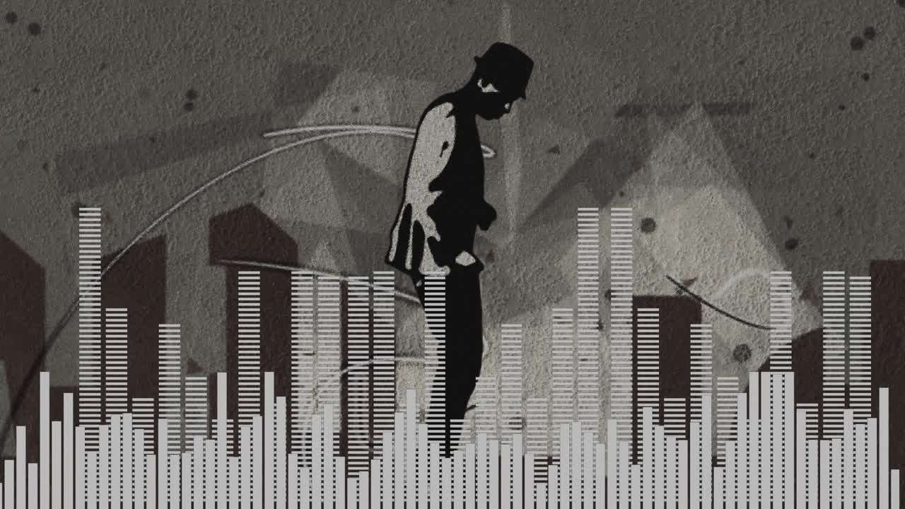 춤추는 남자와 디지털 바의 디지털 복합