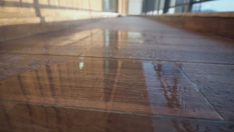 wet tiled floor reflection