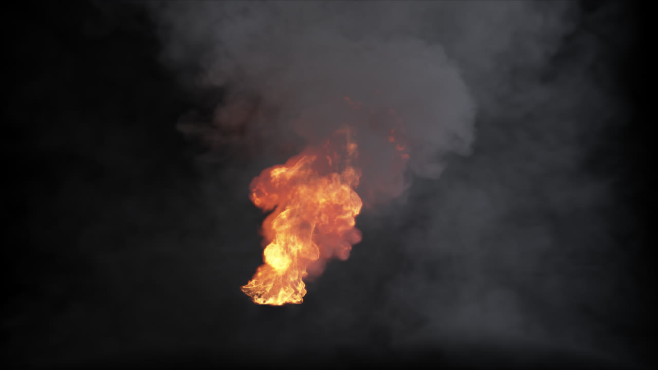 explosión de fuego y humo