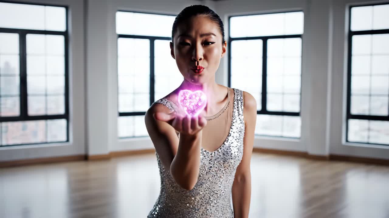 Image of a woman holding a sparkling heart