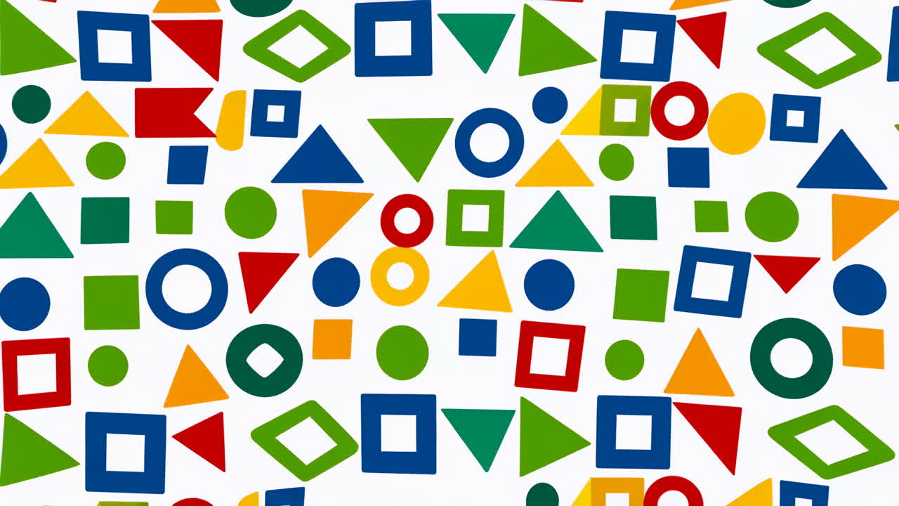 Colorful Geometric Shapes Pattern on White Background