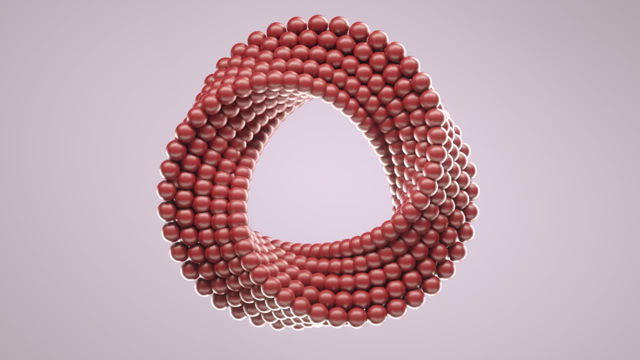 Red chain of balls moving in the air looped 3d animation
