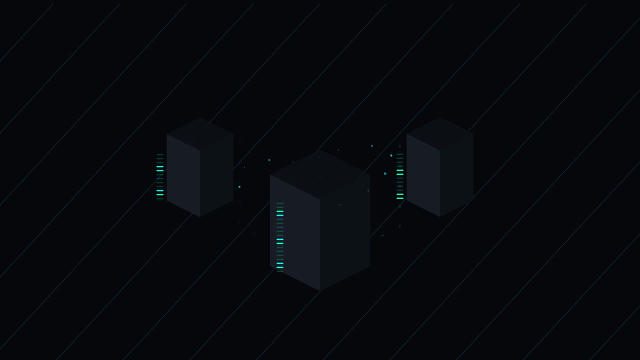Abstract Digital Server Nodes Connected in Network