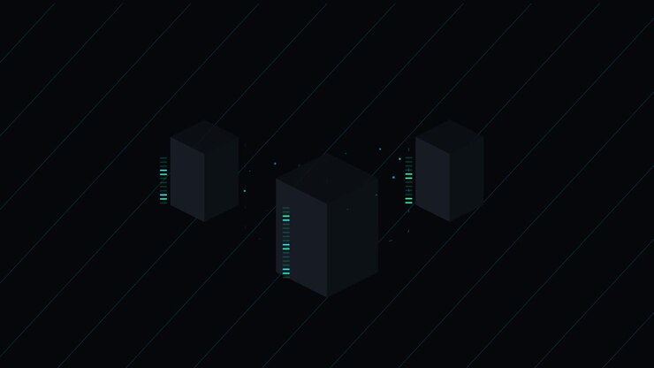 Abstract Digital Server Nodes Connected in Network