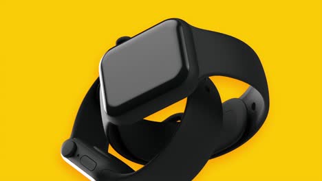 black apple watch on yellow background