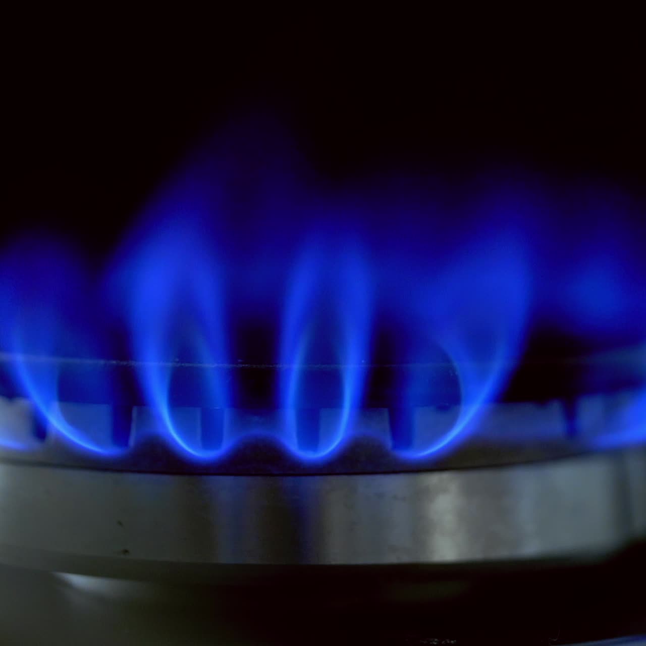 Burning blue gas stove