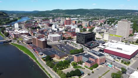 binghamton, new york, downtown, aerial drone