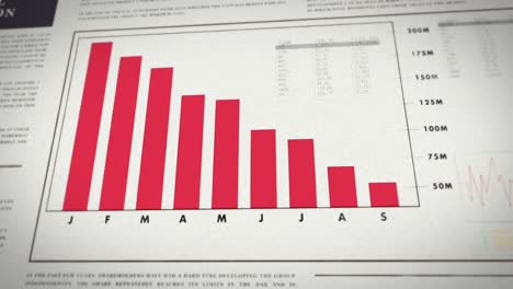 Newspaper-with-a-chart-showing-negative-development