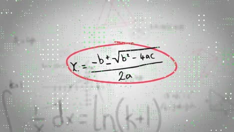 animation of microprocessor connections and mathematical equations against grey background