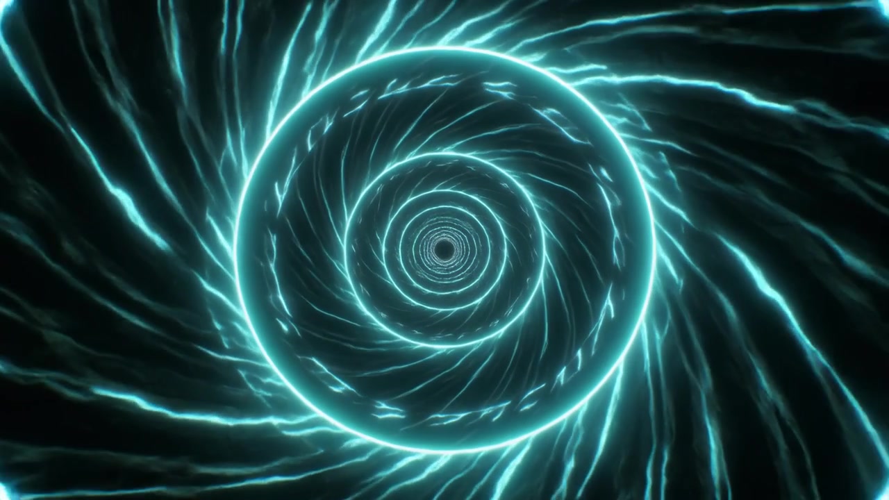 Abstract Glowing Cyan Neon Light Tunnel Animation