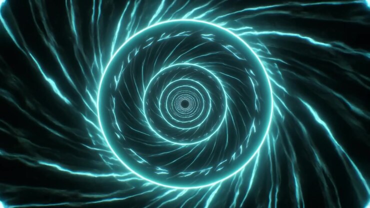 Abstract Glowing Cyan Neon Light Tunnel Animation