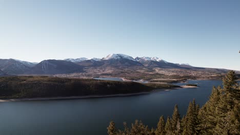 blue arm river near alpine hills in sapphire point lake reservoir colorado showing buffalo mountain