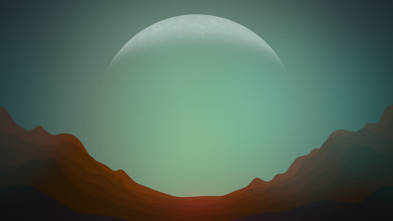 Big moon and red mountain in space