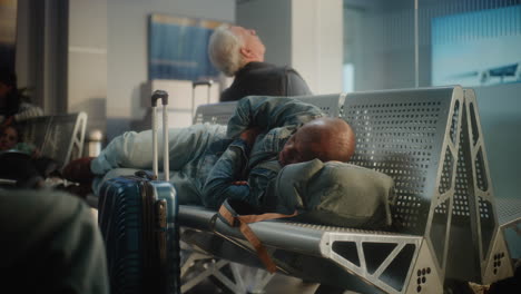 tired passengers at airport